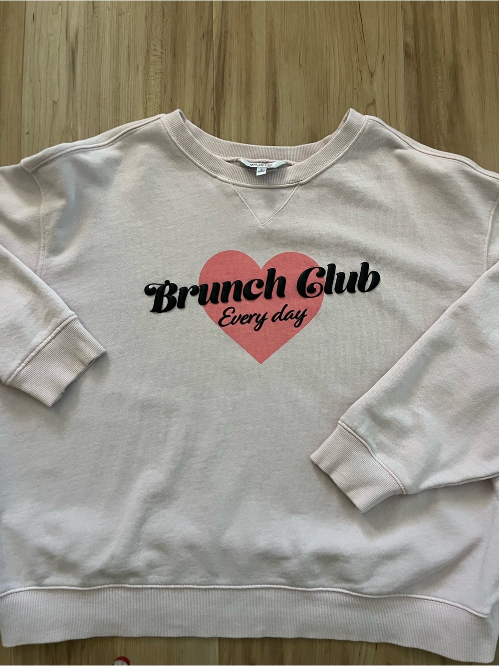 Wildfox Every Day Brunch Club Pink Pullover Graphic Sweatshirt L